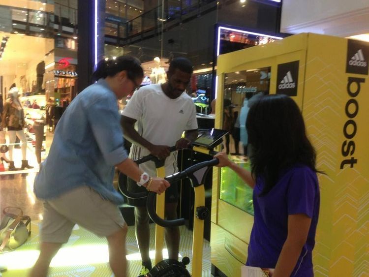 guest tries the adidas vending machine